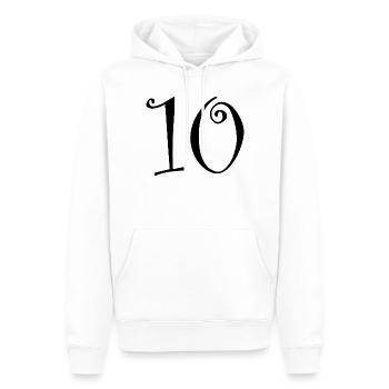 10. 10 ANS. 10e ANNIVERSAIRE. ANNIVERSAIRE 10 ANS. - Sweat à capuche Premium bio Homme - blanc - Devant - Nico (187cm)