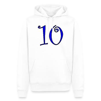 10. 10 ANS. 10e ANNIVERSAIRE. ANNIVERSAIRE 10 ANS. - Sweat à capuche Premium bio Homme - blanc - Devant - Nico (187cm)