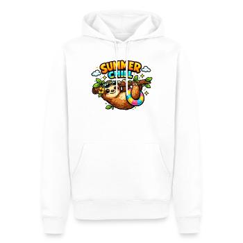 Dessin animé d’été sur le paresseux qui se prétend en été - Sweat à capuche Premium bio Homme - blanc - Devant - Nico (187cm)