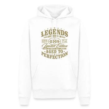 Anniversaire vintage Born Legends 2008 - Sweat à capuche Premium bio Homme - blanc - Devant - Nico (187cm)