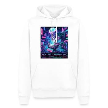 Neon Corgi Cybernetic Era Vaporpunk 2049 - Men’s Premium Organic Hoodie - white - Front - Nico (187cm)