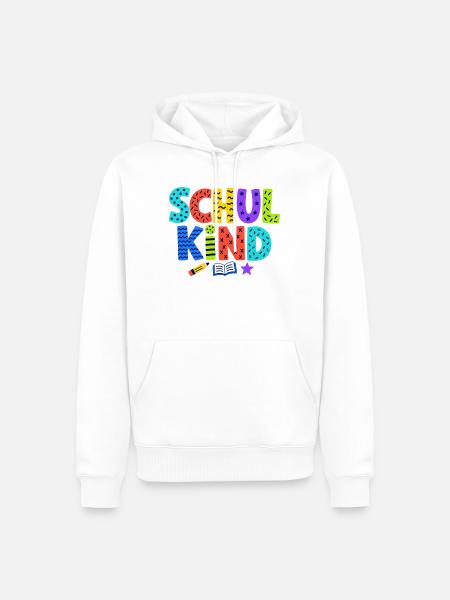 Schulkind – Buntes Design zur Einschulung - Männer Premium Bio Hoodie - Weiß