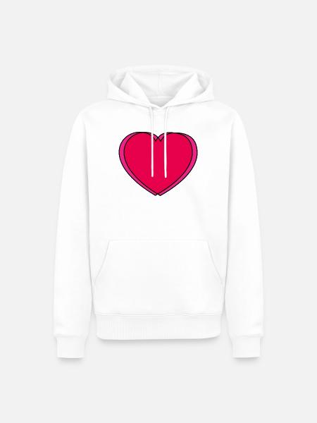 Pop-Art Herz in Pink & Rot - Männer Premium Bio Hoodie - Weiß