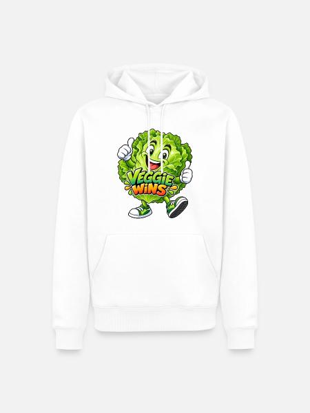 Lustiger Salat - Veggie gewinnt - Männer Premium Bio Hoodie - Weiß