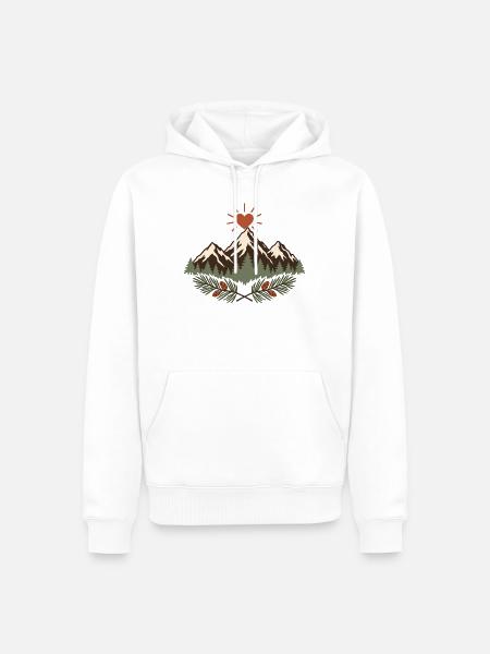 Kompass und Berge – Berge - Männer Premium Bio Hoodie - Weiß