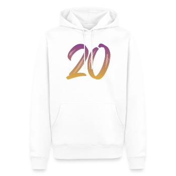 20 - Männer Premium Bio Hoodie - Weiß - Vorne - Nico (187cm)