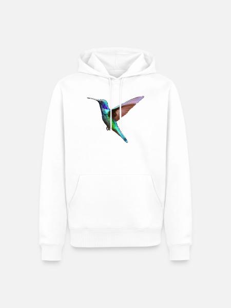 Kolibri – Vogelillustration - Männer Premium Bio Hoodie - Weiß