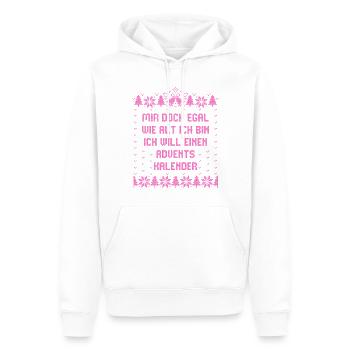 Egal wie alt - Ich will einen Adventskalender - Männer Premium Bio Hoodie - Weiß - Vorne - Nico (187cm)