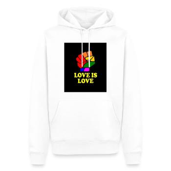 Love is love - Sweat à capuche Premium bio Homme - blanc - Devant - Nico (187cm)