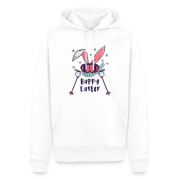 Happy Easter from Skiing Rabbit with ski poles - Männer Premium Bio Hoodie - Weiß - Vorne - Nico (187cm)