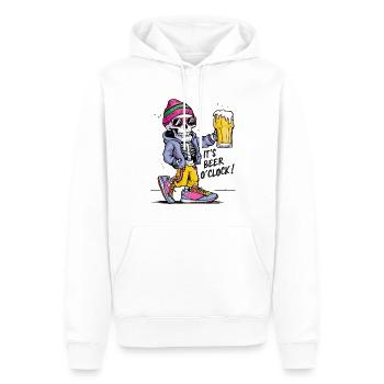 Es ist Bier Uhr Lustiges Skelett - Männer Premium Bio Hoodie - Weiß - Vorne - Nico (187cm)