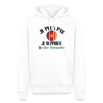 je supporte Les Lions indomptables, Cameroun - Sweat à capuche Premium bio Homme - blanc - Devant - Nico (187cm)
