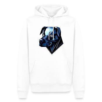 Chien Doberman - Polygones Bleus - Sweat à capuche Premium bio Homme - blanc - Devant - Nico (187cm)