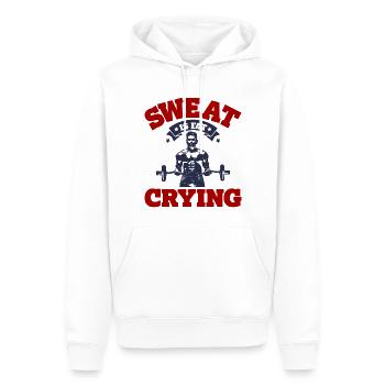 Sweat is crying fat - Fitness saying - Men’s Premium Organic Hoodie - white - Front - Nico (187cm)