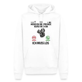 Knobelfreunde Knobeln mit Lustige Sprüche ruft an - Männer Premium Bio Hoodie - Weiß - Vorne - Nico (187cm)
