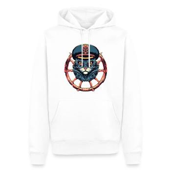 Captain Cat at the helm - Men’s Premium Organic Hoodie - white - Front - Nico (187cm)
