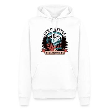 Leben ist besser in den Bergen - Männer Premium Bio Hoodie - Weiß - Vorne - Nico (187cm)