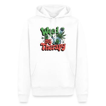 L’herbe est ma thérapie - relaxation sur ordonnance - Sweat à capuche Premium bio Homme - blanc - Devant - Nico (187cm)