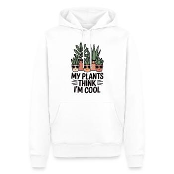 Pflanzenliebe mit Stil Meine Pflanzen feiern mich - Männer Premium Bio Hoodie - Weiß - Vorne - Nico (187cm)