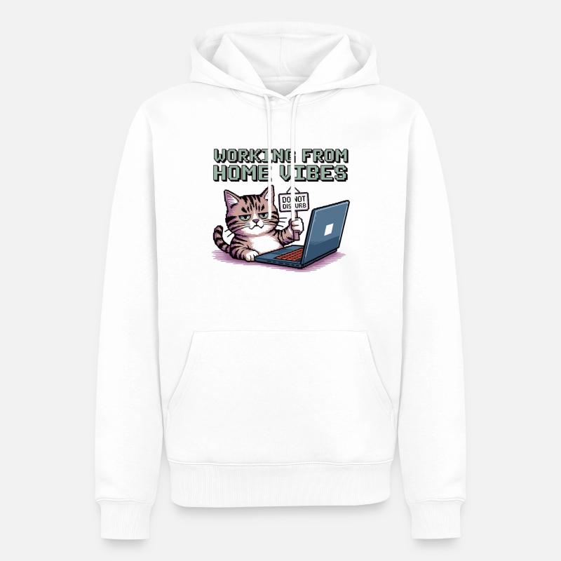 Homeoffice mit Stil und Katze - Männer Premium Bio Hoodie - Weiß