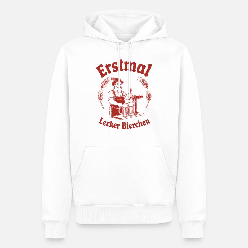 Erstmal lecker Bierchen - Männer Premium Bio Hoodie - Weiß