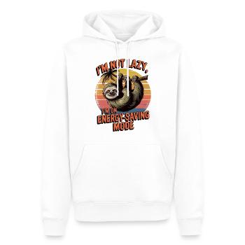 Energy saving mode - Sloth on the back burner - Men’s Premium Organic Hoodie - white - Front - Nico (187cm)