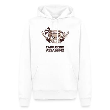 Cappuccino Assassino Shirt - Men’s Premium Organic Hoodie - white - Front - Nico (187cm)