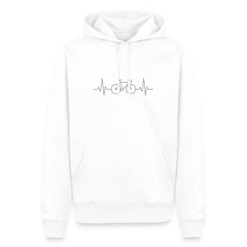 Fahrrad Herzschlag – Bike Pulse Line - Männer Premium Bio Hoodie - Weiß - Vorne - Nico (187cm)
