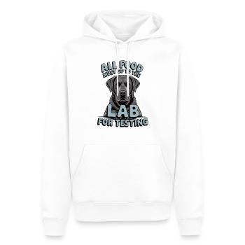 All Food Must Go to the Lab – Black Labrador - Männer Premium Bio Hoodie - Weiß - Vorne - Nico (187cm)
