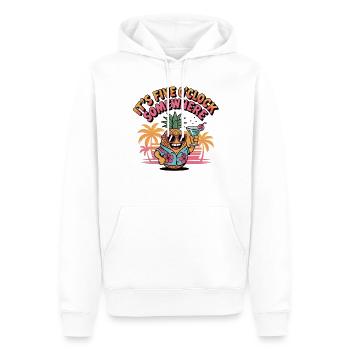 Ananas mit Cocktail - Fünf Uhr Irgendwo Shirt - Männer Premium Bio Hoodie - Weiß - Vorne - Nico (187cm)