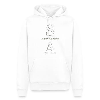 Affirmation simplement authentique - Sweat à capuche Premium bio Homme - blanc - Devant - Nico (187cm)