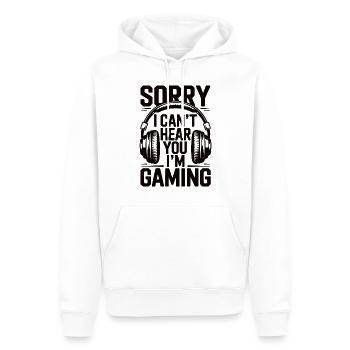 Sorry, I can't hear you – I'm gaming - Männer Premium Bio Hoodie - Weiß - Vorne - Nico (187cm)