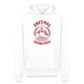 Erstmal lecker Pizza, Pizzabäcker design - Männer Premium Bio Hoodie - Weiß - Vorne - Nico (187cm)