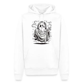 Fantôme à l’humour noir - Fantôme fumant - Sweat à capuche Premium bio Homme - blanc - Devant - Nico (187cm)