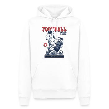 Technik im Fokus: Fußballerin Shirt Schweiz - Männer Premium Bio Hoodie - Weiß - Vorne - Nico (187cm)