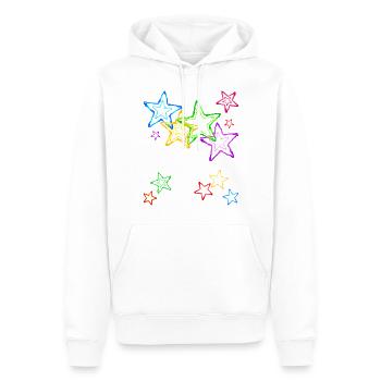 bunte Sterne - Männer Premium Bio Hoodie - Weiß - Vorne - Nico (187cm)