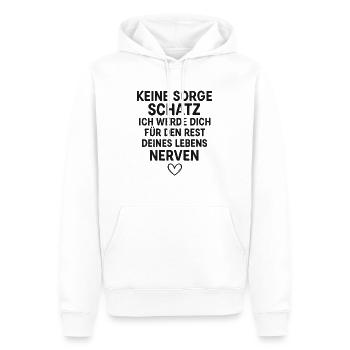 Keine Sorge Schatz – Freches Liebesdesign - Männer Premium Bio Hoodie - Weiß - Vorne - Nico (187cm)
