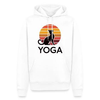 Zen Katze im Sonnenuntergang - Männer Premium Bio Hoodie - Weiß - Vorne - Nico (187cm)