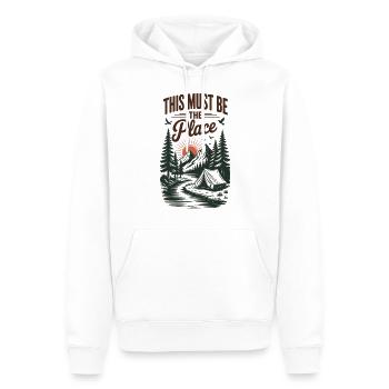 Zelten - Natur ist mein Zuhause - Männer Premium Bio Hoodie - Weiß - Vorne - Nico (187cm)