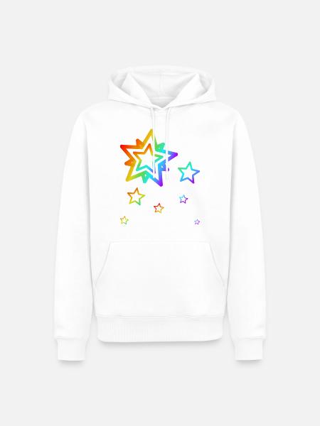 Bunte Sterne Sternschnuppe Regenbogen Farbverlauf - Herre Premium økologisk hoodie - hvid