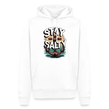 Stay Salty Anchor Shirt - Men’s Premium Organic Hoodie - white - Front - Nico (187cm)