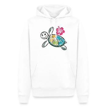 Colorful Turtle with Hibiscus – Summer Shirt - Men’s Premium Organic Hoodie - white - Front - Nico (187cm)