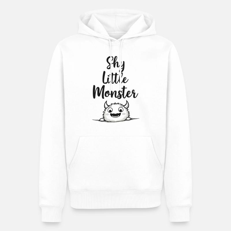 Petit monstre timide Süßes Monster - Sweat à capuche Premium bio Homme - blanc