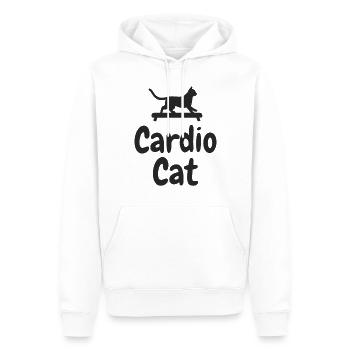 « Cardio Cat » - Chat sportif - Sweat à capuche Premium bio Homme - blanc - Devant - Nico (187cm)