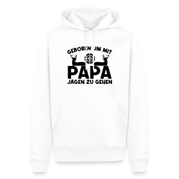Geboren um mit Papa jagen zu gehen - Männer Premium Bio Hoodie - Weiß - Vorne - Nico (187cm)