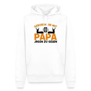 Geboren um mit Papa jagen zu gehen. - Männer Premium Bio Hoodie - Weiß - Vorne - Nico (187cm)