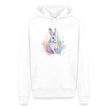 Rabbit Bunny Splash Watercolour - Men’s Premium Organic Hoodie - white - Front - Nico (187cm)