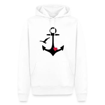 Anker Herz und Möwe - Männer Premium Bio Hoodie - Weiß - Vorne - Nico (187cm)