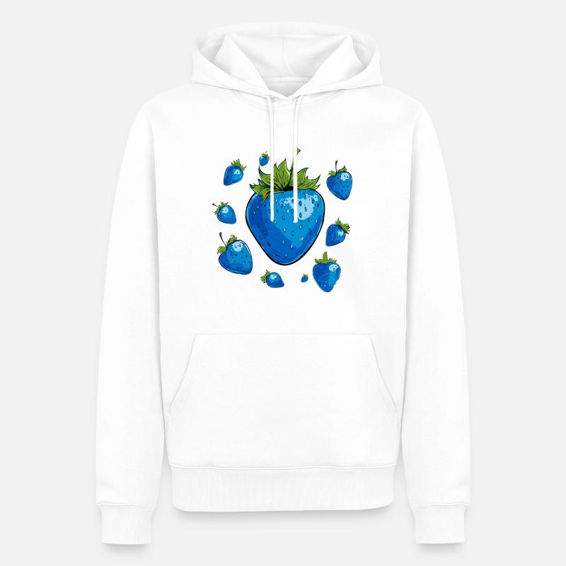 blaue erdbeeren,erdbeere,blaue erdbeere,illu - Männer Premium Bio Hoodie - Weiß