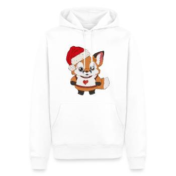 Fuchs Baby mit Weihnachtsmütze - Männer Premium Bio Hoodie - Weiß - Vorne - Nico (187cm)